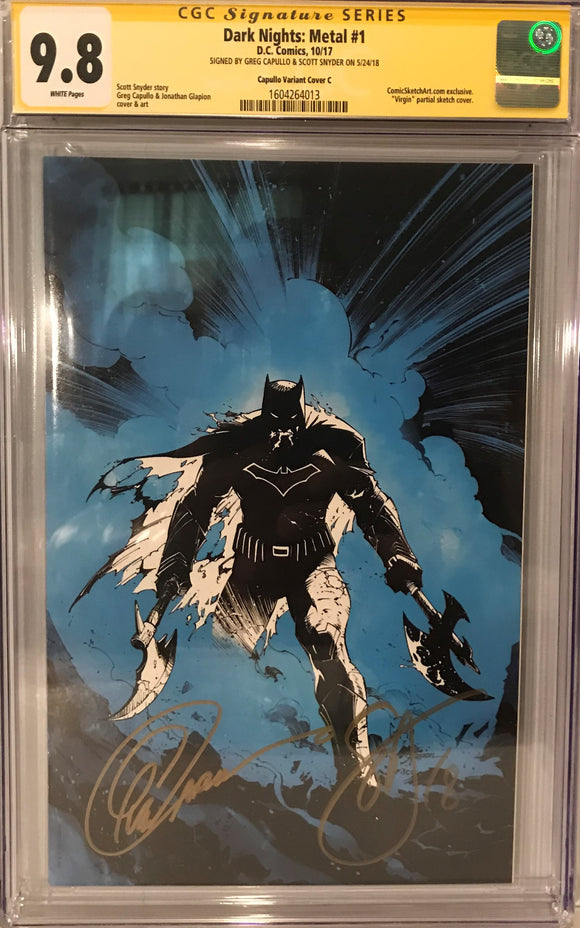 Dark nights: Metal #1 virgin cover (signed by greg capullo and scott snyder)