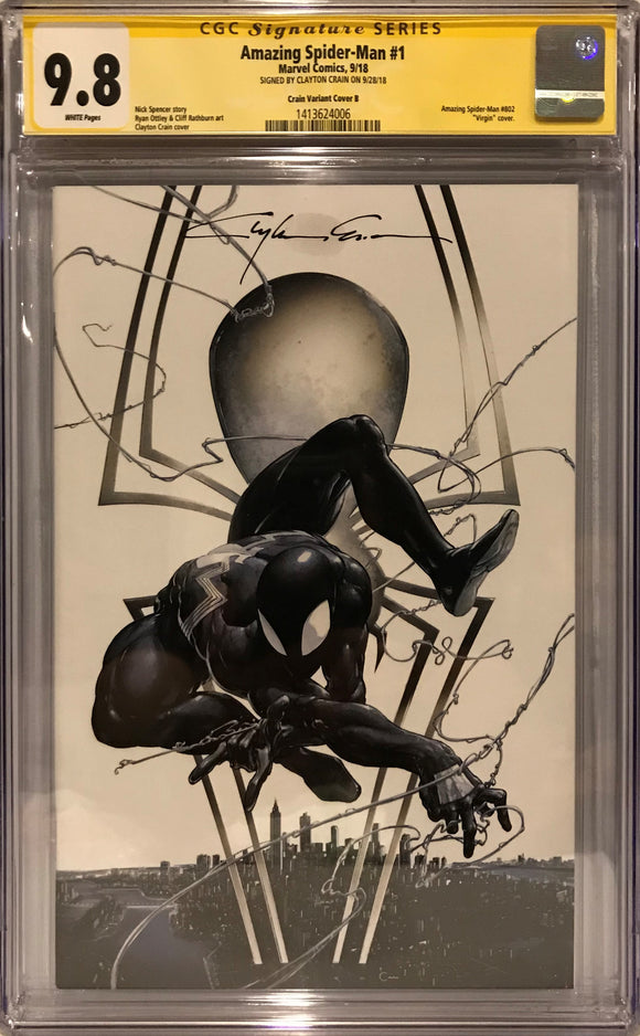 Amazing Spider-man #1  (Signed by Clayton Crain with his  personalized thumb print)
