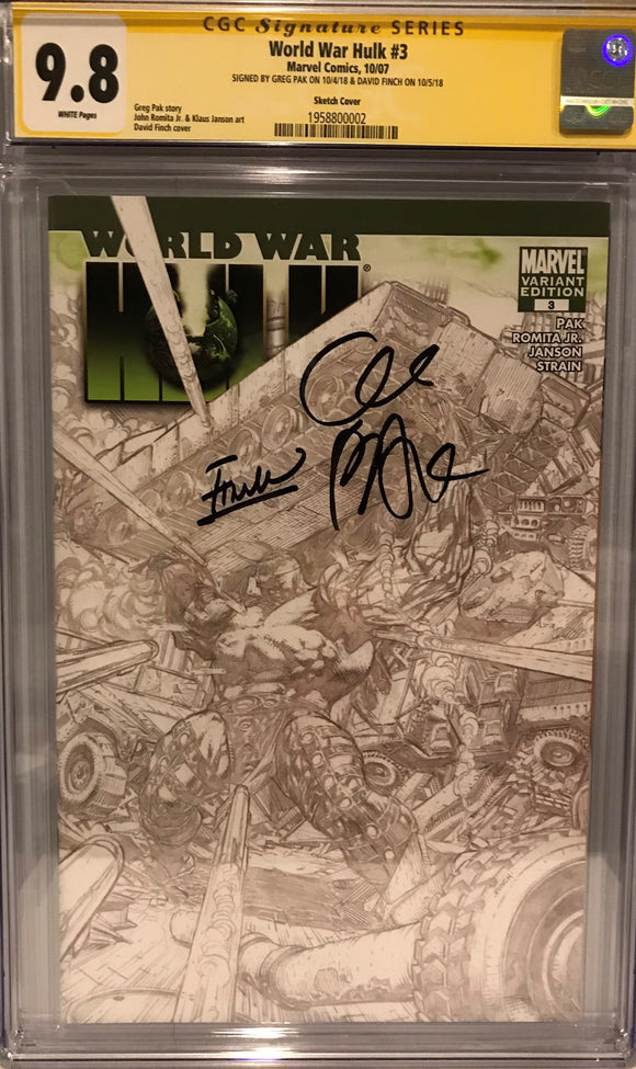 world war hulk #3 (signed by david finch and greg pak)